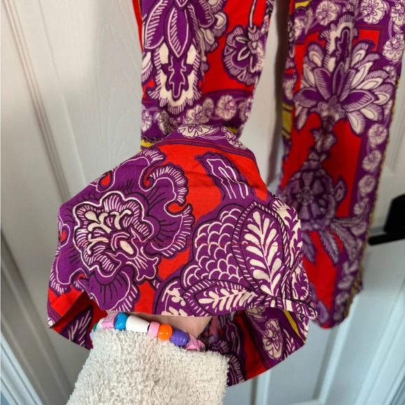 Mango MNG Culottes Palazzo Pants Printed Design Italian Fabric Size 6 Women’s - Picture 3 of 8